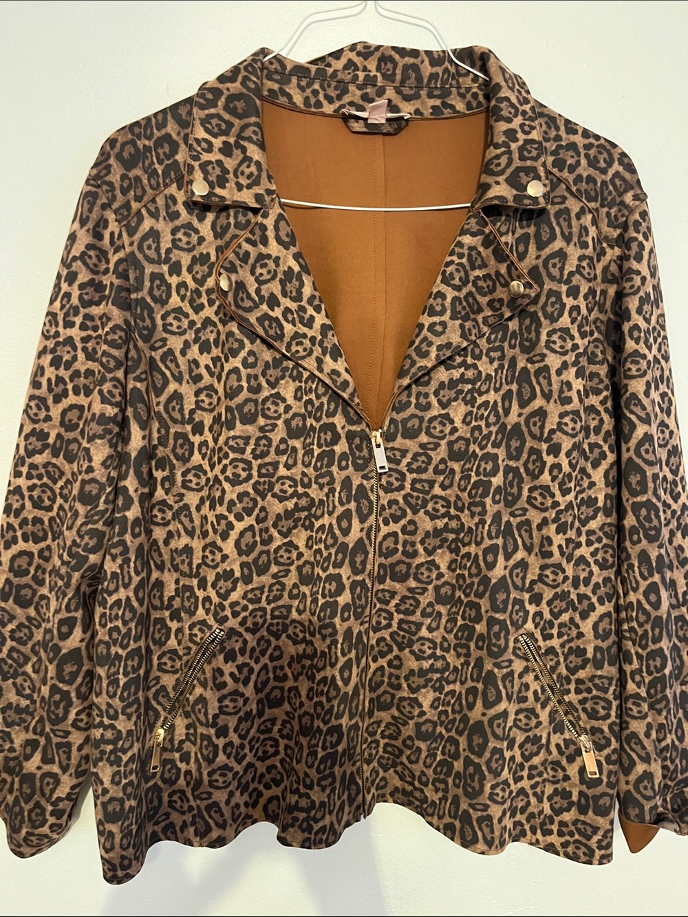 Philosophy Leopard-Print Moto Jacket in Brown/Black